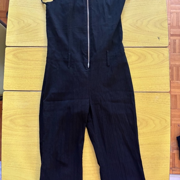 Vintage y2k 90 zip up halter jumpsuit black flared ACCEPTING OFFERS - Picture 2 of 7